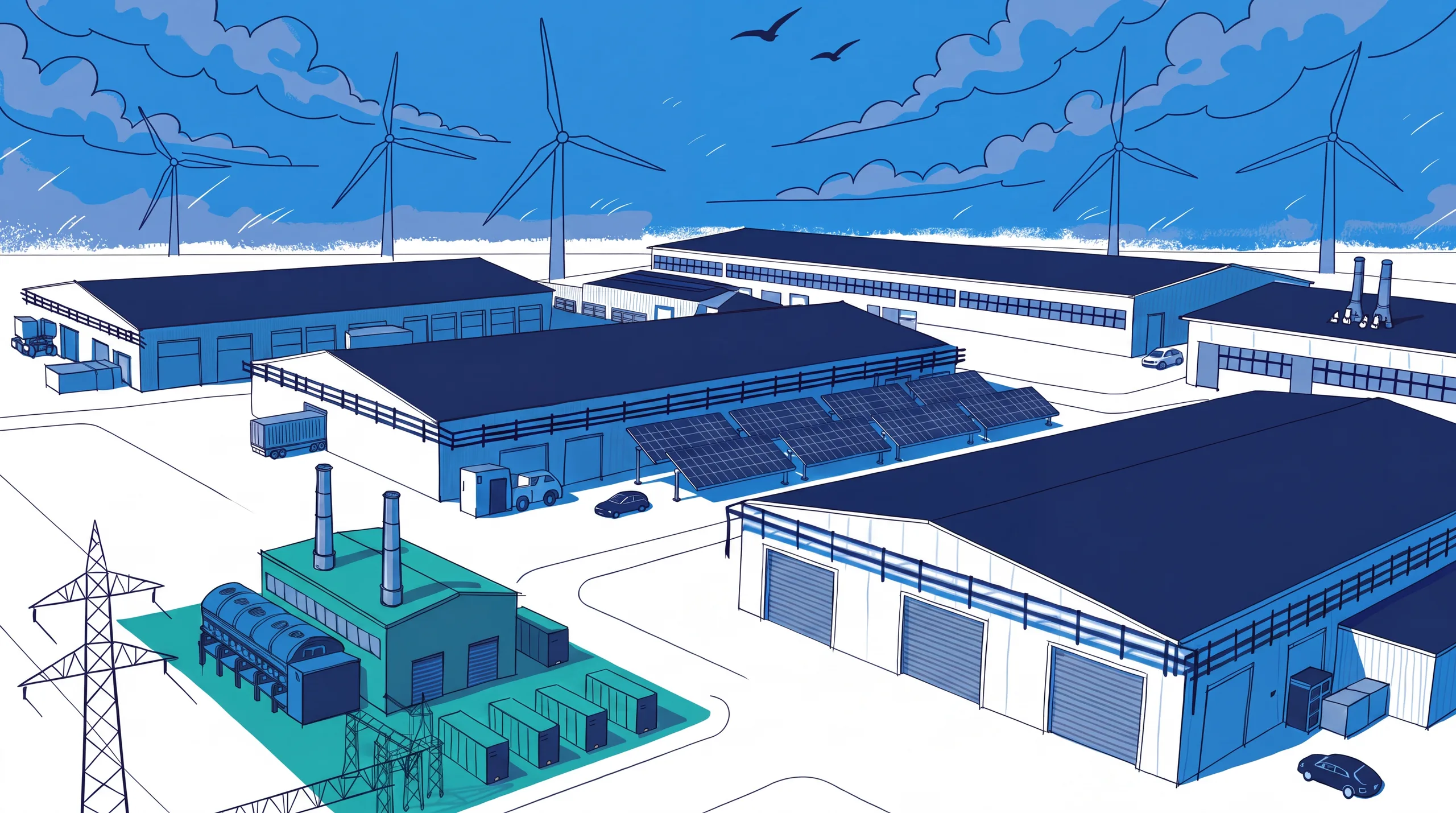 Aerial view of an industrial energy facility
